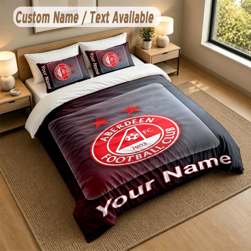 3Pcs Bedding Set Custom Name Text, 1 Sheet 2 Pillowcases Home Bed DecorAberdeen FC