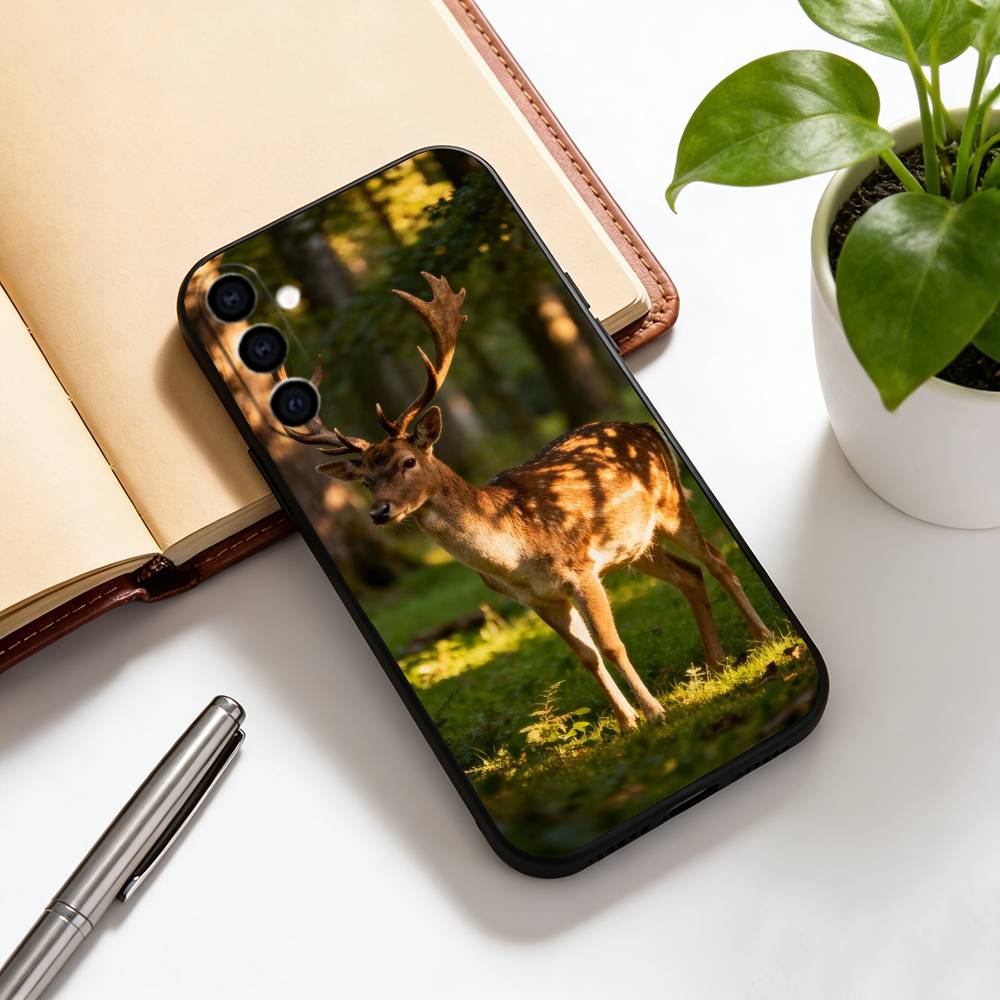 Чехол для телефона с оленем, черный силиконовый, мягкий, для Samsung Galaxy A73, A72, A71, A70, A53, A52, A51