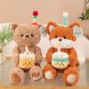 Birthday Cake Bear Plush Toy Teddy Bear Doll Fox Pillow Cute Doll Birthday Gift