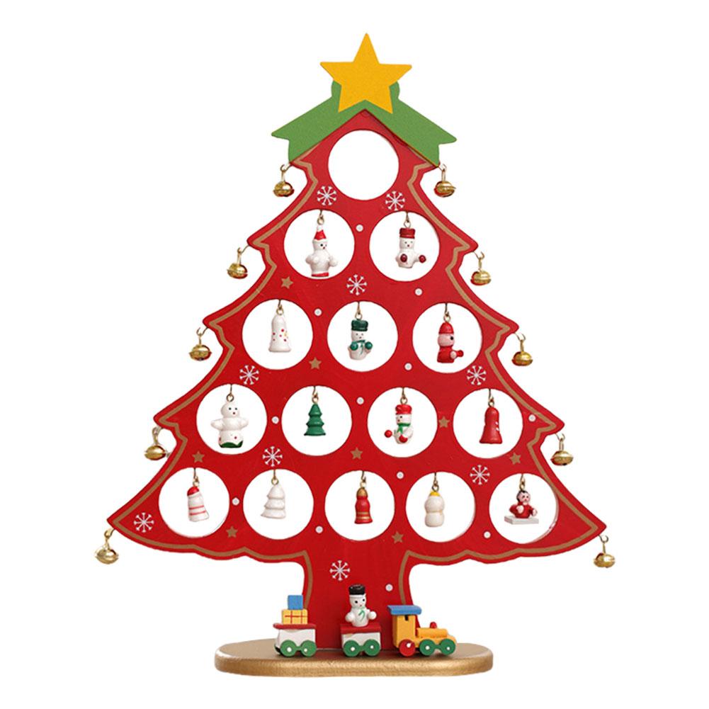 Деревянные DIY Мини елочные украшения Рождественские елки Настольные украшения для Рождества Домашний настольный камин Декор