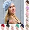 Solid Color Pleated Women Cancer Chemo Hat Beanie Turban Head Scarf Wrap