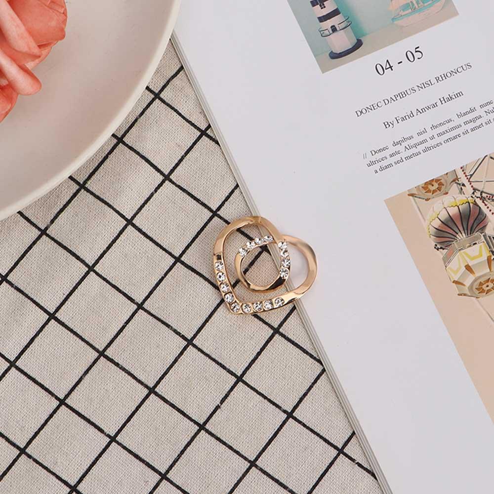 Women Gift Fashion Crystal Love Heart Three-ring Scarf Buckle Scarf Ring Brooch Shawl Clip