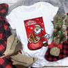 Women's European-Size Christmas Print Short Sleeve T-Shirt