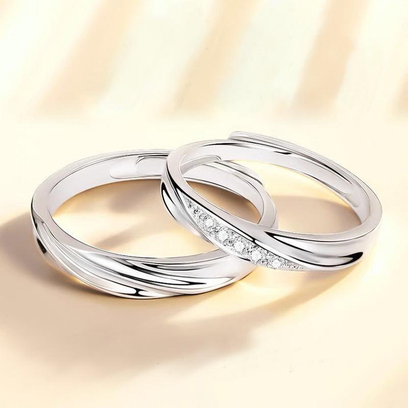 Роскошные циркониевые парные кольца для женщин и мужчин, цветочные короны, предложение, обещание, регулируемые кольца, ювелирные изделия на годовщину свадьбы