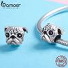 BAMOER 100% стерлингового серебра 925 пробы милые животные Мопс голова собаки подвесные бусины подходят для женщин браслеты-подвески