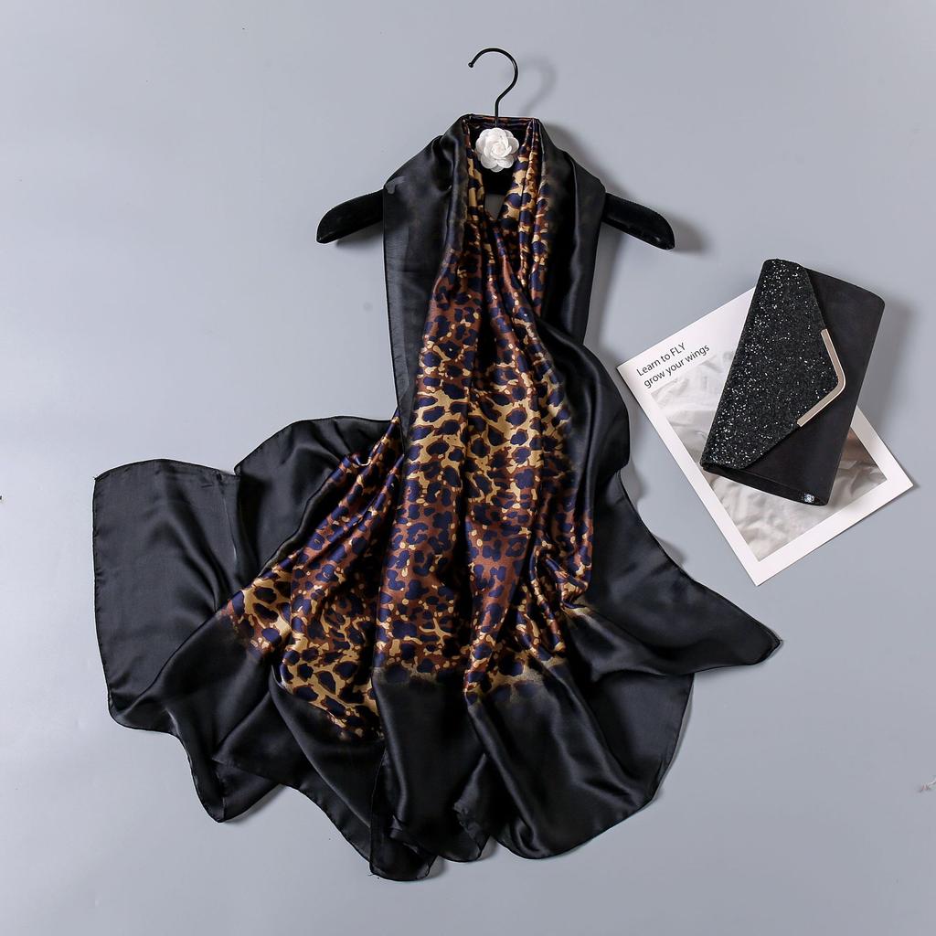 Spring and Summer New Four-leaf Clover Flowers Flowers Women Sunscreen Silk Scarf Long Shawl Seaside Holiday Sunshade Scarf