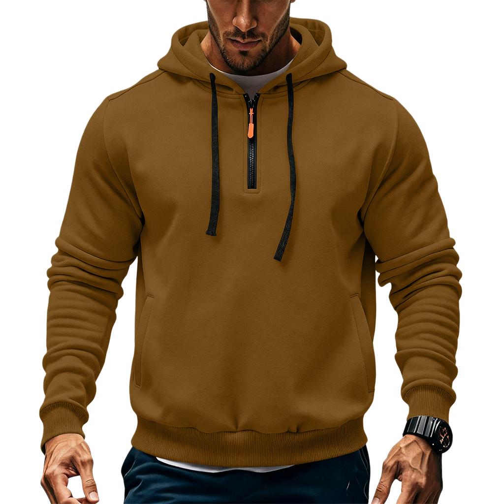 Men's Fleece Hoodie Casual Long Sleeve 1/4 Zipper Pullover Sweatshirts