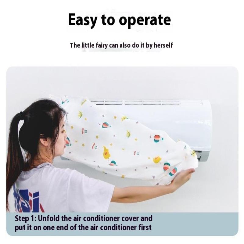 3Pcs Air Conditioner Dust Cover Wall Mounted Air Conditioner Universal Minimalist Cartoon Washable Peva Air Conditioner Cover
