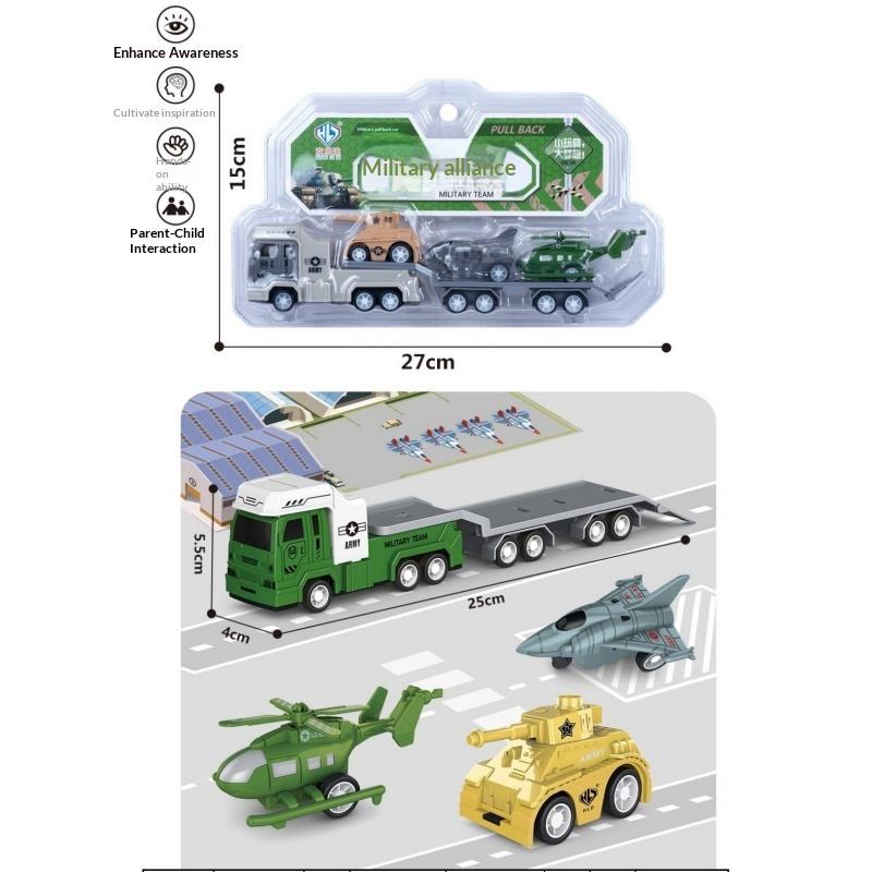 Plastic Fire Truck Model Toy Set for Kids Engineering Construction Pull Back Car Creative Educational Gift for Boys Birthday