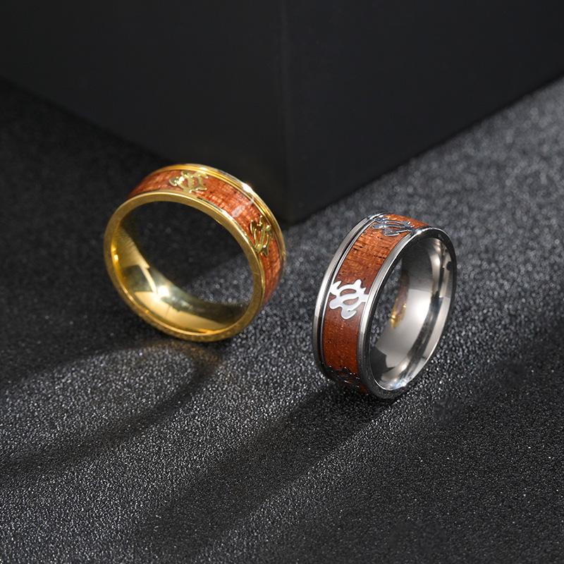 Модное новое стильное кольцо из нержавеющей стали 316L с инкрустацией черепаха из дерева, прочные мужские кольца в стиле ретро, ​​ювелирные изделия
