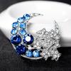 Temperament Moon Star Brooch Crescent Moon Brooch Pin Suit Pin Sparkling Half Moon Rhinestone