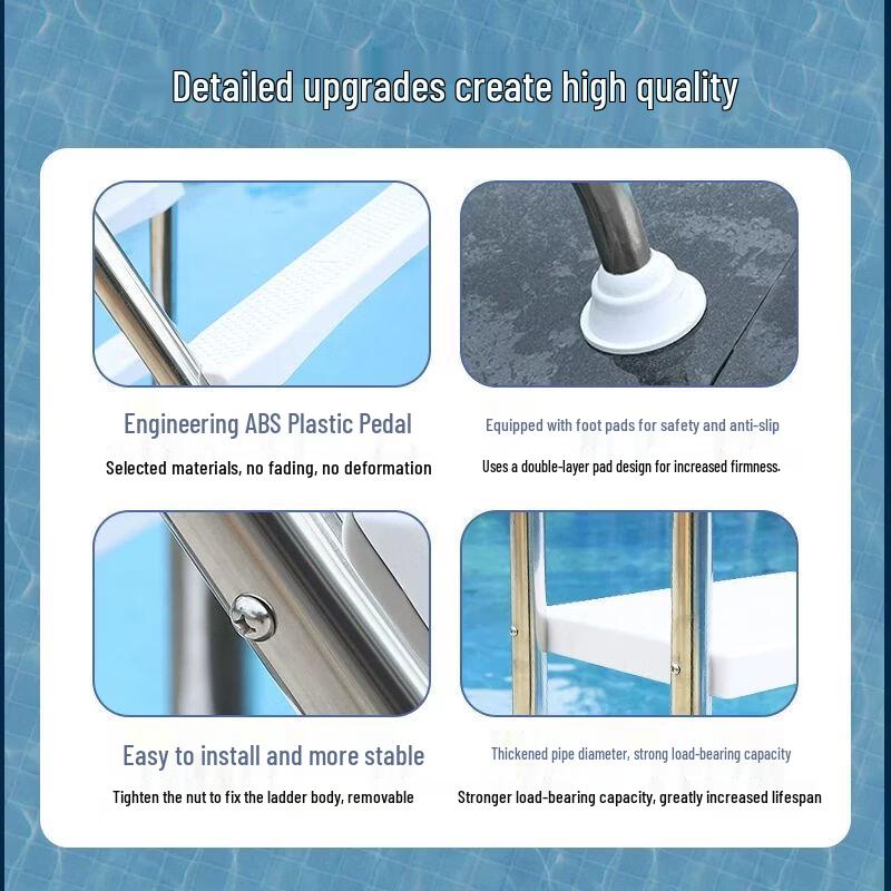Bozhida Stainless Steel 304 Double-Sided Pool Ladder