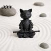 Современное произведение искусства с кошкой, 3D-печатная фигурка рыцаря, Медитирующий декор для стола в позе Дзен-воина, Устойчивая скульптура, Минималистичное матовое животное для