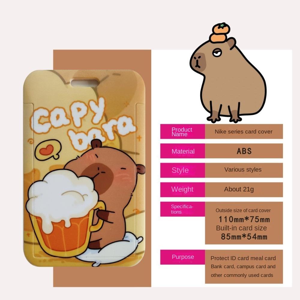 ABS ID Protection Card Case Cartoon Printing Long Lanyard Card Case Anti Loss Card Sleeve