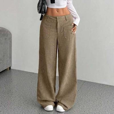 Женские брюки на пуговице и молнии, прямые широкие брюки с карманами, однотонные, свободного кроя, для дома, для повседневной носки