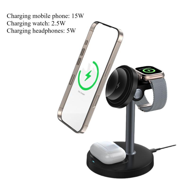 Новое беспроводное зарядное устройство три в одном, подставка для мобильного телефона, настольная беспроводная зарядка для спальни, подходящая для мобильных телефонов Apple Huawei