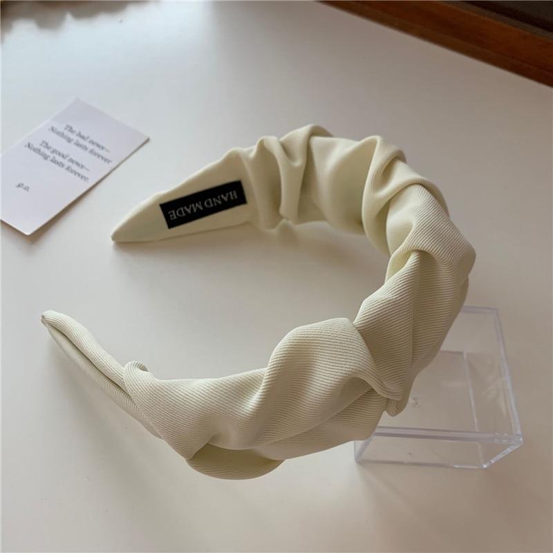 Korean Hair Accessories Solid Color Cotton Crumpled Women's Head Hoop Wide Bezel Makeup Hairbands for Ladies Headwear