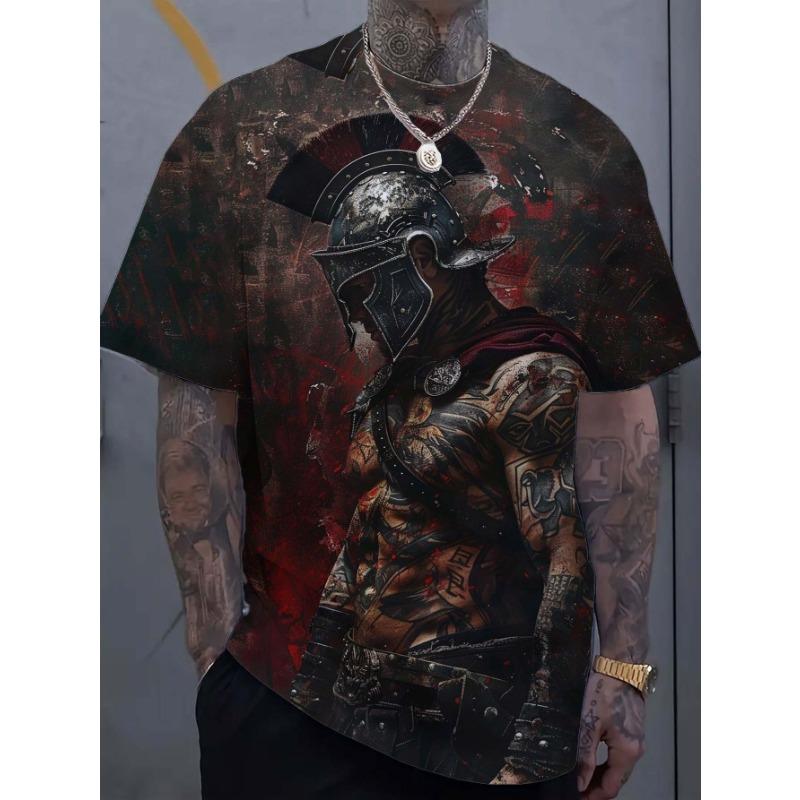 Men's T-Shirts Spartan Pattern 3D Print Tops Tees Summer Fashion Women Streetwear Oversized Unisex T Shirt Men Clothing
