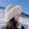 Зимняя плюшевая женская шапка из меха лисы, утолщенная, теплая, пушистая, рыболовная шапка
