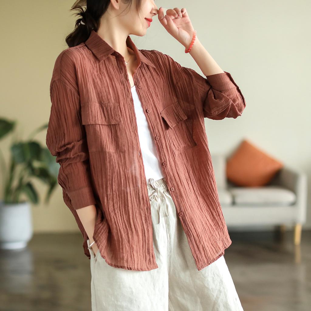 Dimanaf 2025 Новая летняя весенняя рубашка женская однотонная прозрачная блузка с длинным рукавом базовые модные топы футболки повседневные свободные футболки