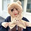 Cartoon 2 in 1 Plush Scarf Warm Winter Neckerchief Cute Bear Ear Hat  Ski