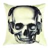 Skeleton Head Throw Pillow Cover With Linen Fabric For Home Decor And Living Room