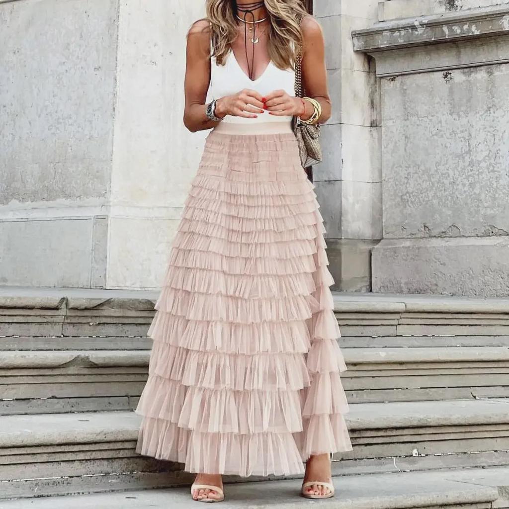 Женская модная юбка Mesh Cake 2024 года — летний тренд