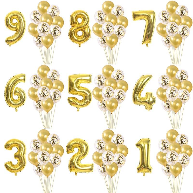 11 шт./компл., большой размер, цифровые воздушные шары из фольги, конфетти, латексный воздушный шар, украшение для дня рождения, свадьбы, детские шарики для душа