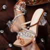 Fashion 2025 New Fashion Crystal PVC Transparent Woman Slippers Strange Style High Heels Square Toe Female Pumps Slides Shoes