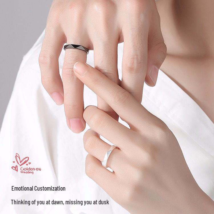 Минималистичные регулируемые черно-белые парные кольца - Трендовый японский и корейский дизайн для мужчин и женщин