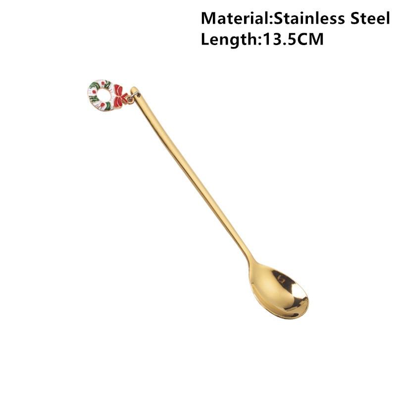 New Year 2021 Merry Christmas Stainless Steel Spoons Xmas Party Tableware Ornaments Christmas Decorations for Home Table Navidad Noel Gift AVE