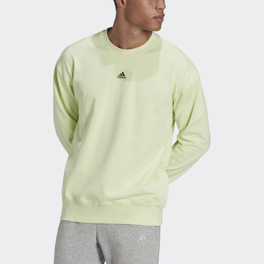 adidas Essential Хлопковая толстовка Мужская толстовка кислотно-зеленого цвета HE4352
