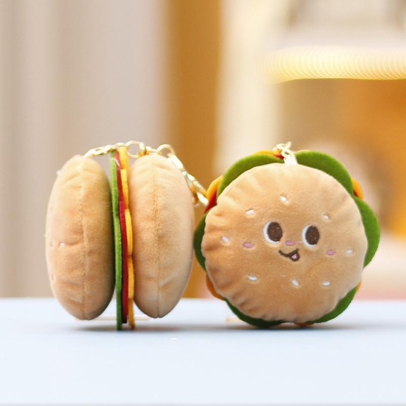 Hamburger Keychain Plush With Cute Design Perfect For Girl Backpack Accessories
