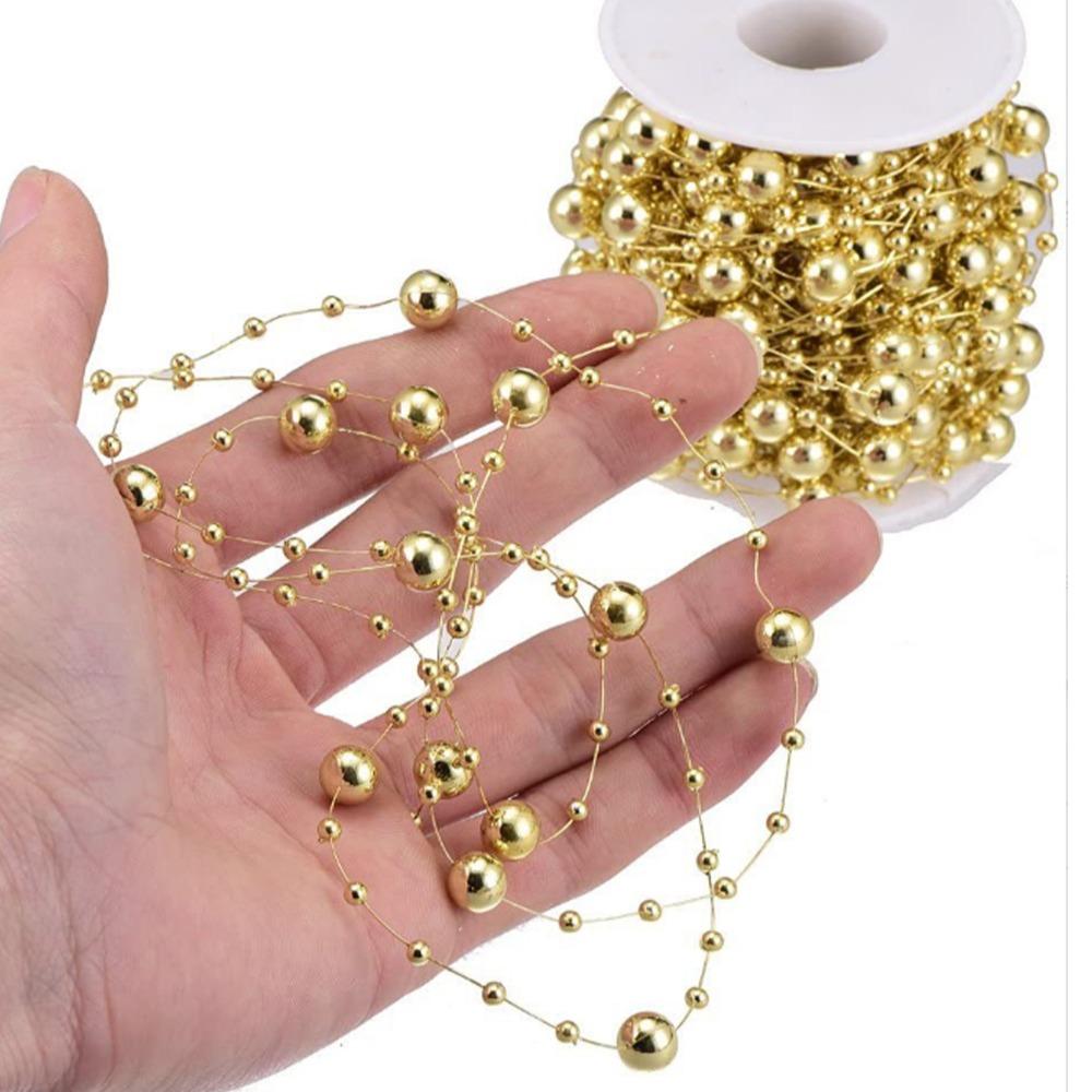 Gold Pearl Beads Chain 8+3mm Pearl Bead Garland Pearl Strand Trim DIY Craft