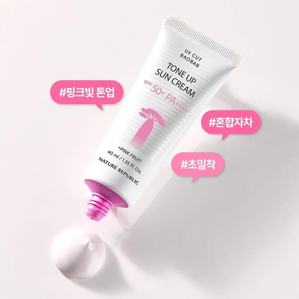 1+1 Nature Republic Солнцезащитный крем с баобабом для выравнивания тона кожи SPF50+ PA++++ (40мл+40мл)