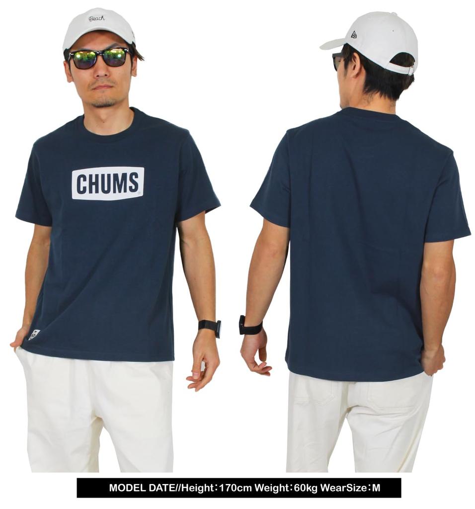 Футболка с коротким рукавом и логотипом из хлопка США черного цвета x [Chums] CH01-2277 (Л, К065 Синий)