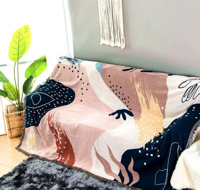 Boho Floral Bed and Sofa Blankets Summer Cover Aesthetic Soft Cotton Bedspread Living Room Decoration Deken