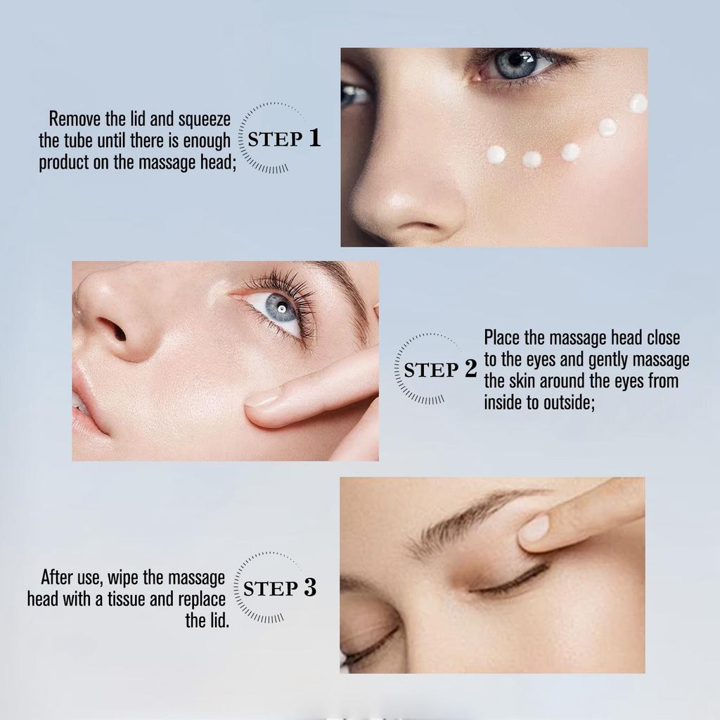 Пептидный массажный крем для кожи вокруг глаз осветляет темные мешки под глазами, увлажняет и подтягивает кожу вокруг глаз.