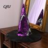 Eye Catching Party Accessory Reversible Sequin Witch Hat, Sparkly Glitter Large Wizard Sparkling Flip Hat Halloween Costume for Cosplay, Masquerade