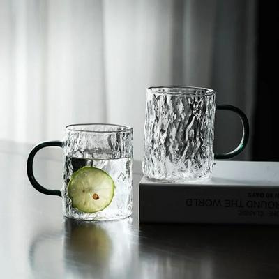 Летняя чашка для воды со льдом, текстура ледника, прозрачные стаканы для сока, вина, бытовые термостойкие чашки для молока, кофе с ручкой