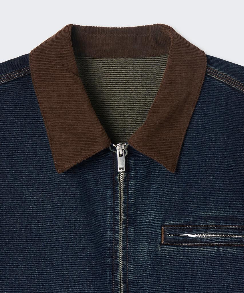 Musinsa Standard Denim Zip-Up Work Jacket [Dark Blue]