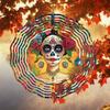 Vibrant Day of the Dead Skull Wind Chime Colorful Metal Outdoor Hanging Decor with Floral Patterns for Garden Patio Gift Decorative Garden Art