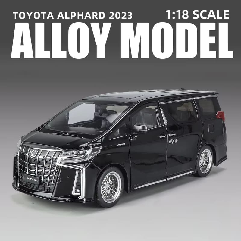New 1:18 Toyota Alphard MPV Oversized Alloy Model Car Toy Die-cast Metal Casting Sound and Light Car Children Automatic Door Alloy Car Boy Gift