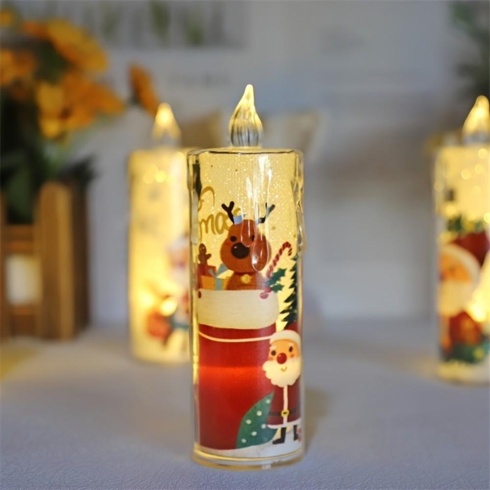 4pcs Santa Claus LED Candle Light Set Battery Powered Electronic Candle Set Home Decor