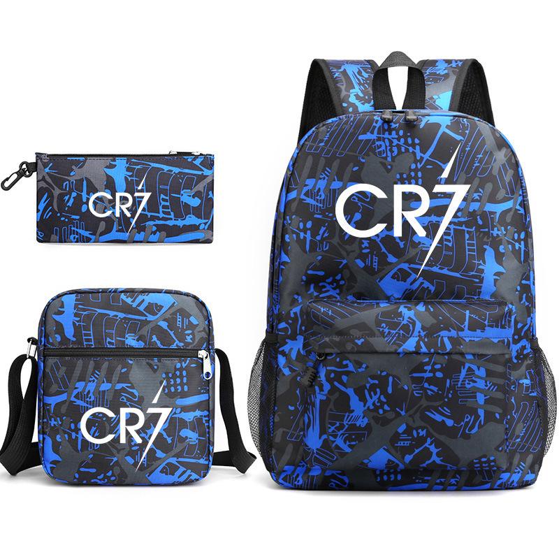 C Ronaldo student bag + small shoulder bag + pencil case three-piece backpack