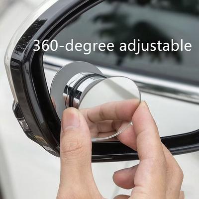 2 шт. Широкоугольные зеркала для слепых зон автомобиля 360° Регулируемые вспомогательные зеркала заднего вида Автомобильное маленькое круглое зеркало HD на присоске