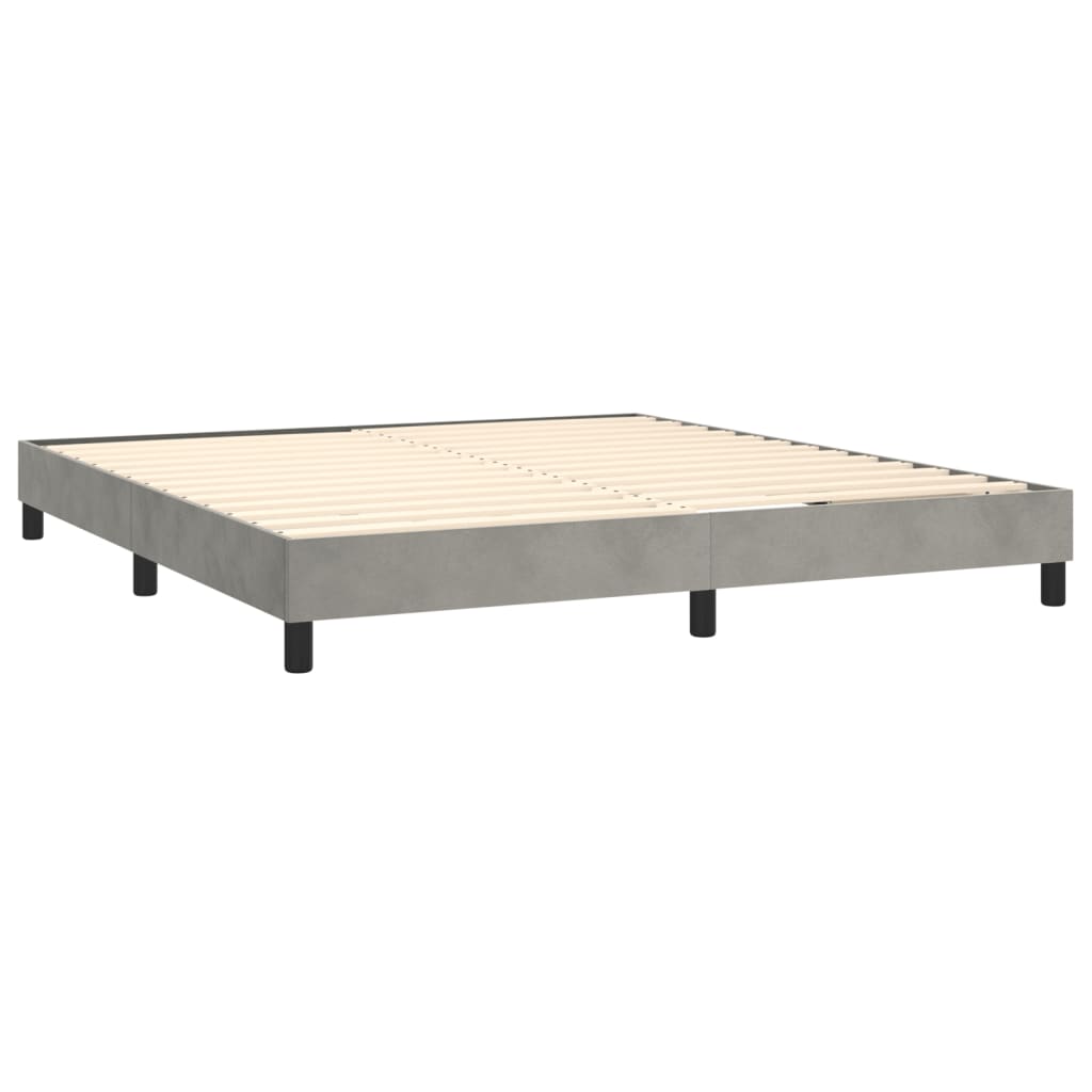 Box Spring Bed Frame Light Gray 160 x 200 cm Velvet
