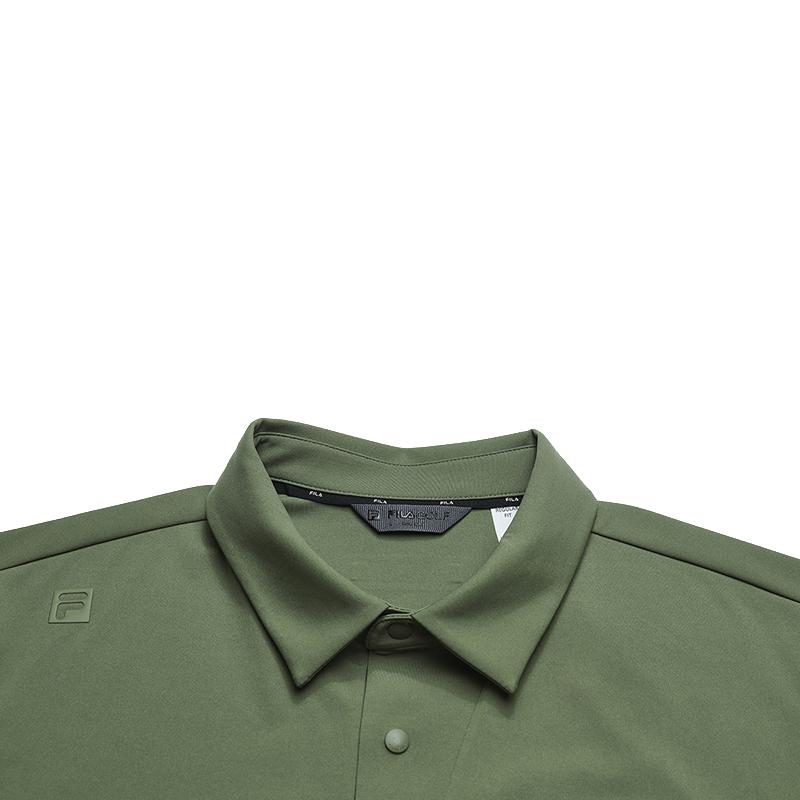 Fila Golf Series Simple Forest Style Casual Sports Outdoor Elastic Comfortable Warm Inner Layer Knitted Long Sleeve Polo Shirt Men Tops A11M545220FKK