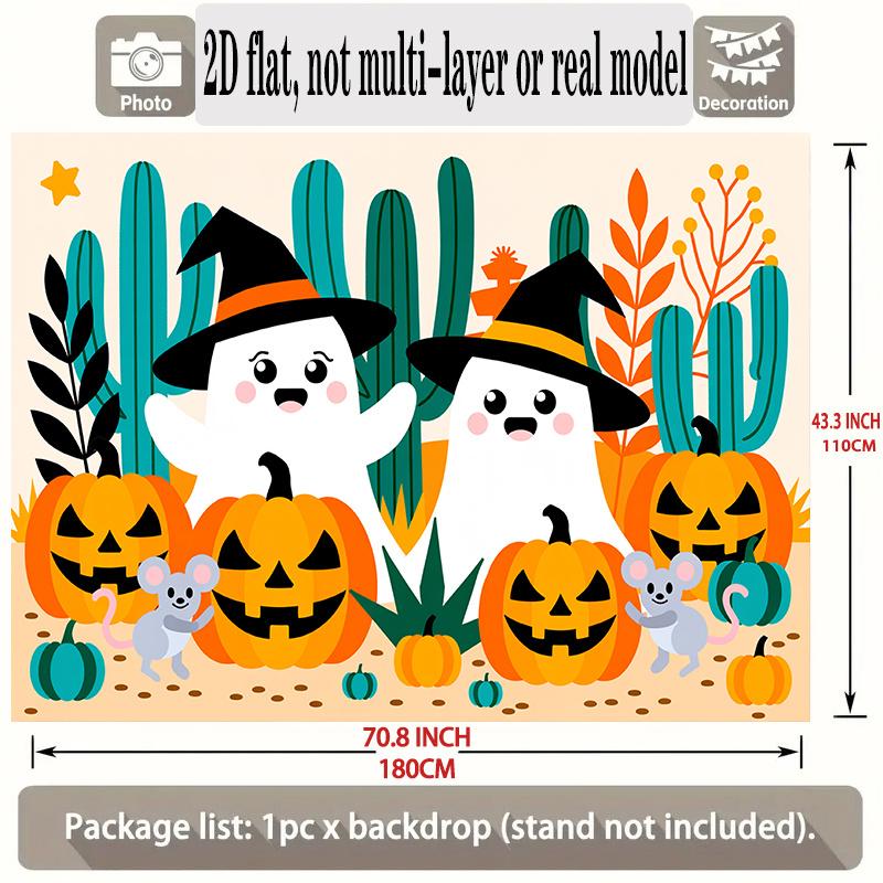 Party Backdrop Halloween Flat Banners Cactus Pumpkin Ghost Witch Celebrations Wedding Celebration Photo Booth Front Door Decor