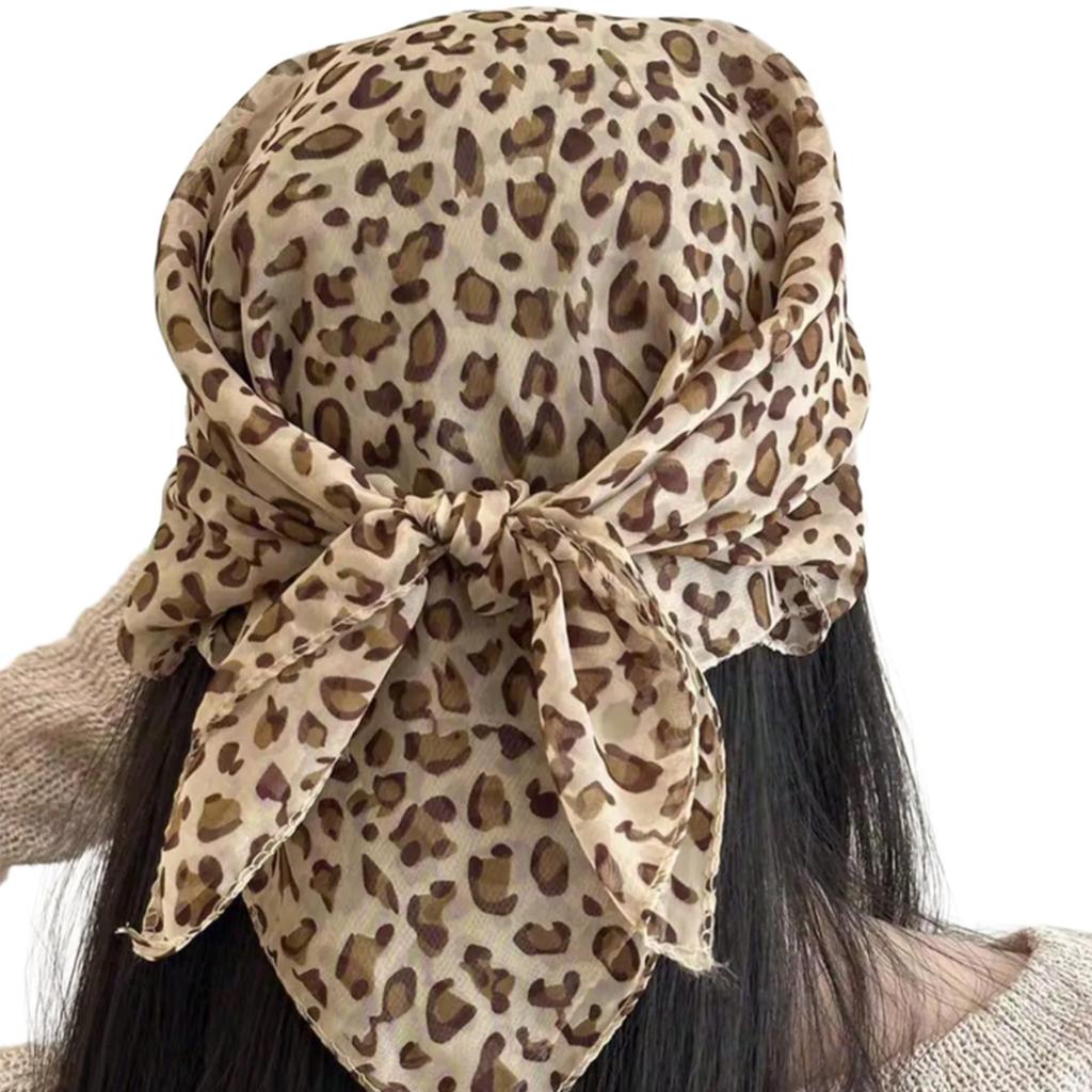 Retros Leopard Print Headscarf Fashionable Women Head Scarf Durability Scarf for Daily Wear